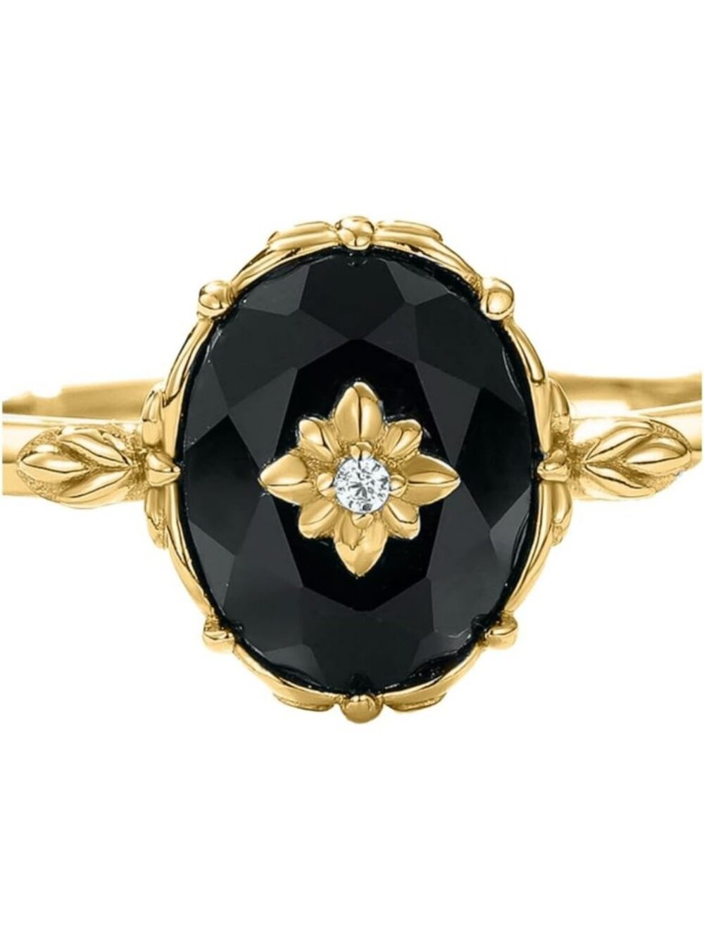 Dainty Black Onyx Vintage Ring - 925 Sterling Silver Oval Cut Gemstone Jewelry